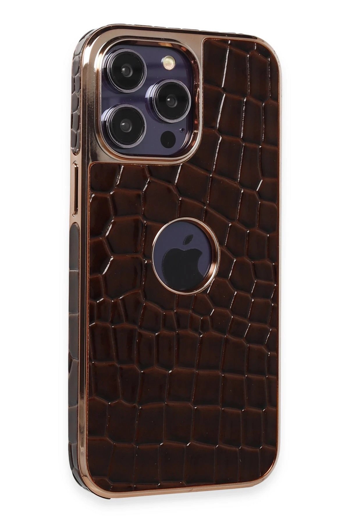 iPhone 14 Pro Max Kılıf Snake Kapak - Kahverengi-(5796)