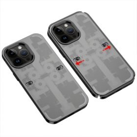 iPhone 14 Pro Max Kılıf Mekanik Bumper Kapak - Siyah-(5796)
