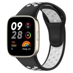 Xiaomi Redmi Watch 3 Spor Delikli Kordon - Siyah-Beyaz-(5796)