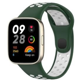 Xiaomi Redmi Watch 3 Spor Delikli Kordon - Haki Yeşil-Beyaz-(5796)