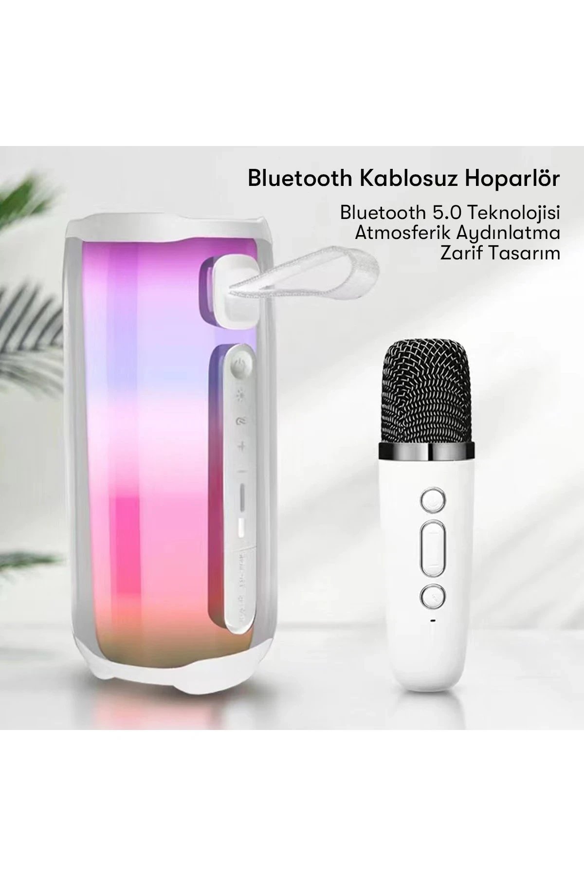 Pluse 5 Mikrofonlu RGB Kablosuz Hoparlör - Siyah-(5796) - Görsel 4