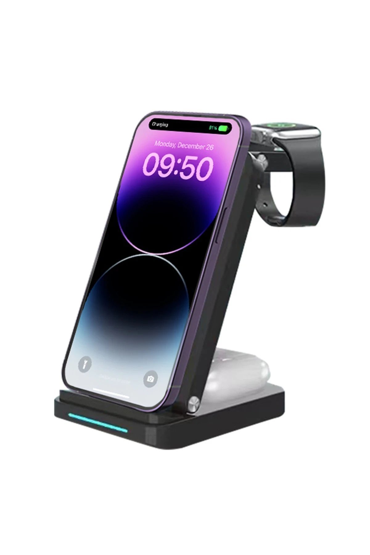 S90 4in1 Kablosuz Şarj Masaüstü Set - Siyah-(5796) - Görsel 5