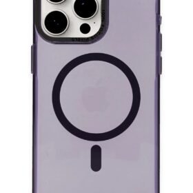 iPhone 15 Pro Max Kılıf Anka PC Magneticsafe Sert Metal Kapak - Mor-(5796)