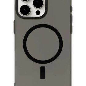 iPhone 15 Pro Kılıf Anka PC Magneticsafe Sert Metal Kapak - Siyah-(5796)