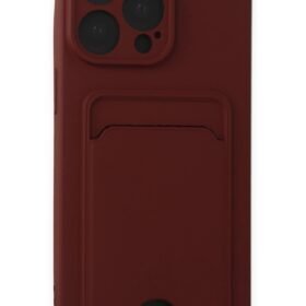 iPhone 15 Pro Kılıf Kelvin Kartvizitli Silikon - Bordo-(5796)