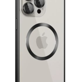 iPhone 15 Pro Max Kılıf Metal Bumper Magneticsafe Kapak - Siyah-(5796)