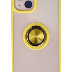 iPhone 15 Kılıf Montreal Yüzüklü Silikon Kapak - Sarı-(5796)