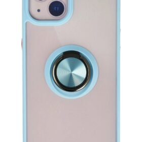 iPhone 15 Kılıf Montreal Yüzüklü Silikon Kapak - Buz Mavi-(5796)