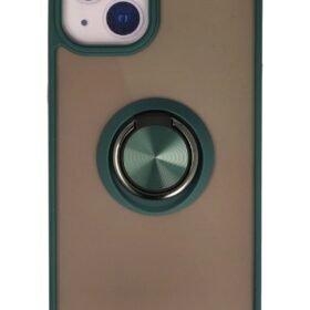 iPhone 15 Kılıf Montreal Yüzüklü Silikon Kapak - Yeşil-(5796)