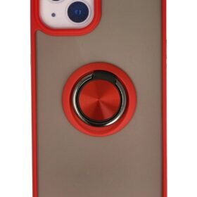 iPhone 15 Kılıf Montreal Yüzüklü Silikon Kapak - Kırmızı-(5796)