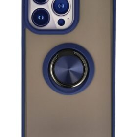 iPhone 15 Pro Kılıf Montreal Yüzüklü Silikon Kapak - Lacivert-(5796)