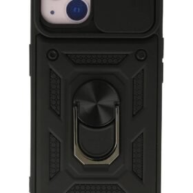 iPhone 15 Kılıf Pars Lens Yüzüklü Silikon - Siyah-(5796)