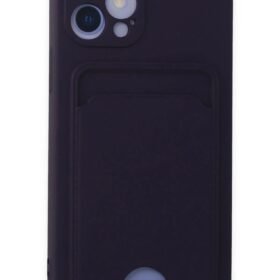 iPhone 12 Kılıf Kelvin Kartvizitli Silikon - Derin Mor-(5796)