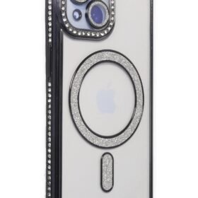 iPhone 15 Kılıf Joke Simli Magneticsafe Kılıf - Siyah-(5796)