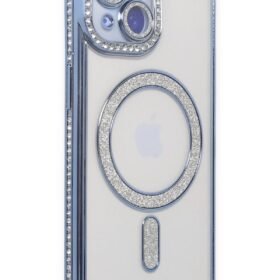 iPhone 15 Kılıf Joke Simli Magneticsafe Kılıf - Mavi-(5796)