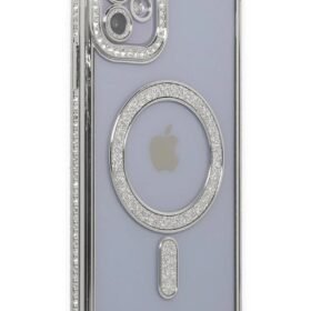 iPhone 11 Kılıf Joke Simli Magneticsafe Kılıf - Gümüş-(5796)