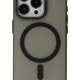 iPhone 15 Pro Max Kılıf Lodos Magneticsafe Mat Kapak - Siyah-(5796)