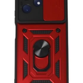 Realme C53 Kılıf Pars Lens Yüzüklü Silikon - Kırmızı-(5796)