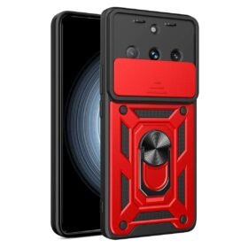 Realme 11 Pro Kılıf Pars Lens Yüzüklü Silikon - Kırmızı-(5796)