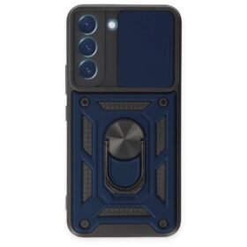 Samsung Galaxy S23 Kılıf Pars Lens Yüzüklü Silikon - Lacivert-(5796)