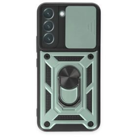 Samsung Galaxy S23 Kılıf Pars Lens Yüzüklü Silikon - Yeşil-(5796)