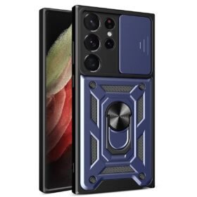 Samsung Galaxy S23 Ultra Kılıf Pars Lens Yüzüklü Silikon - Lacivert-(5796)