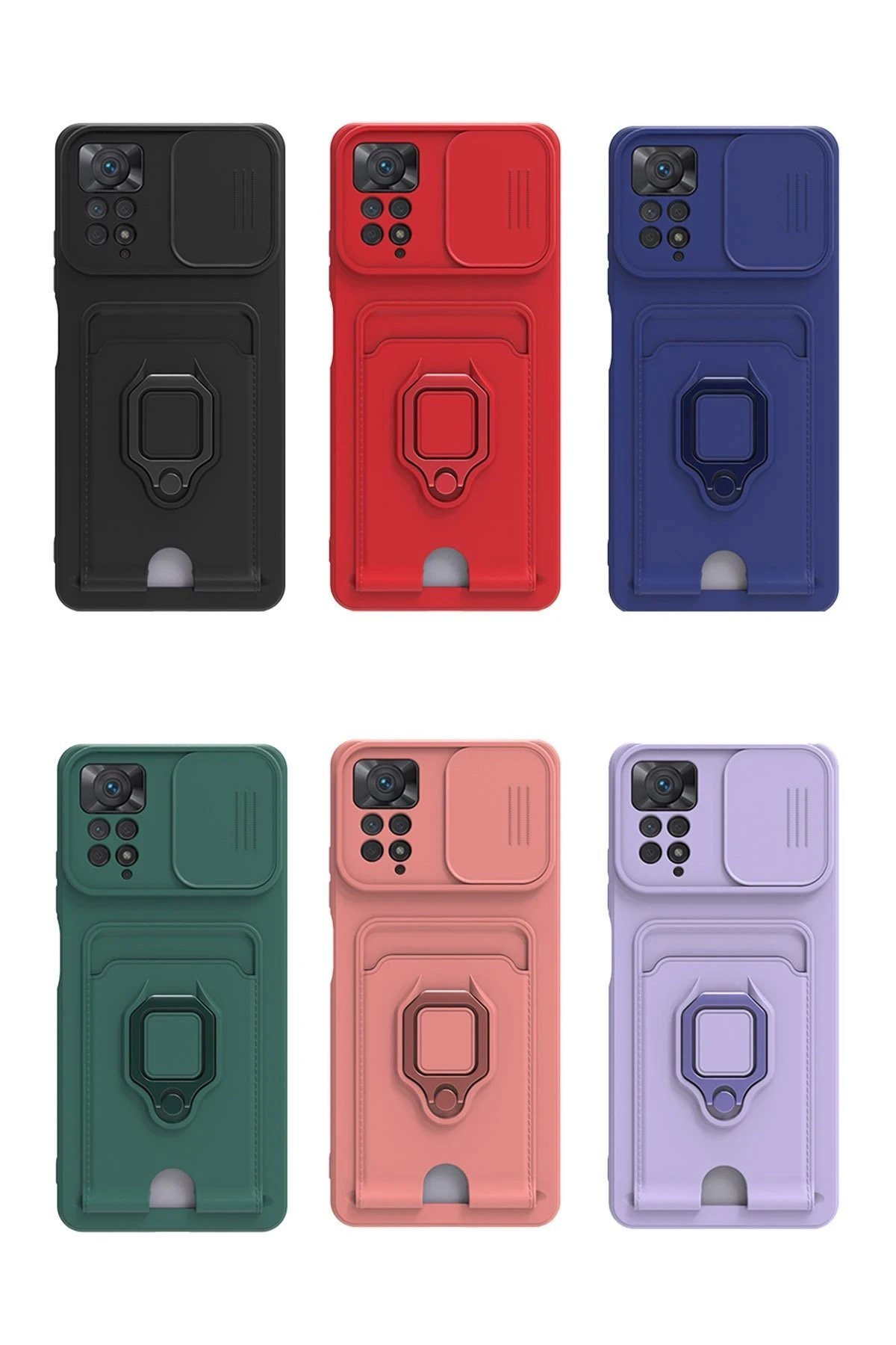 Xiaomi Redmi Note 12 Pro 4G Kılıf Zuma Kartvizitli Yüzüklü Silikon - Siyah-(5796) - Görsel 2