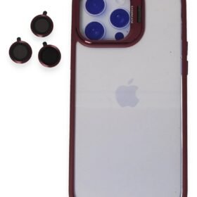 iPhone 15 Pro Kılıf Roblox Lens Standlı Kapak - Bordo-(5796)