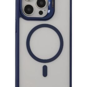 iPhone 15 Pro Max Kılıf Roblox Lens Magsafe Standlı Kapak - Lacivert-(5796)
