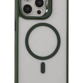 iPhone 15 Pro Max Kılıf Roblox Lens Magsafe Standlı Kapak - Koyu Yeşil-(5796)