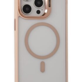iPhone 15 Pro Max Kılıf Roblox Lens Magsafe Standlı Kapak - Pudra-(5796)
