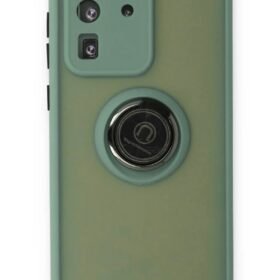 Samsung Galaxy S20 Ultra Kılıf Montreal Yüzüklü Silikon Kapak - Yeşil-(5796)