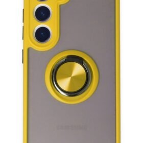 Samsung Galaxy S23 Kılıf Montreal Yüzüklü Silikon Kapak - Sarı-(5796)