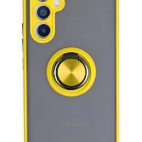 Samsung Galaxy A54 5G Kılıf Montreal Yüzüklü Silikon Kapak - Sarı-(5796)