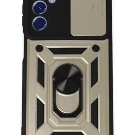 Samsung Galaxy M34 5G Kılıf Pars Lens Yüzüklü Silikon - Gold-(5796)