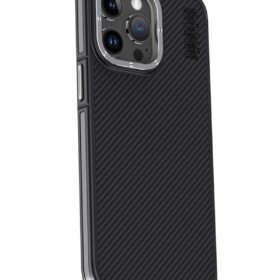 iPhone 15 Pro Kılıf Aramid 600D Kevlar Karbon Fiber Magsafe Kapak - Gri-(5796)