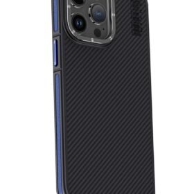 iPhone 15 Pro Max Kılıf Aramid 600D Kevlar Karbon Fiber Magsafe Kapak - Lacivert-(5796)