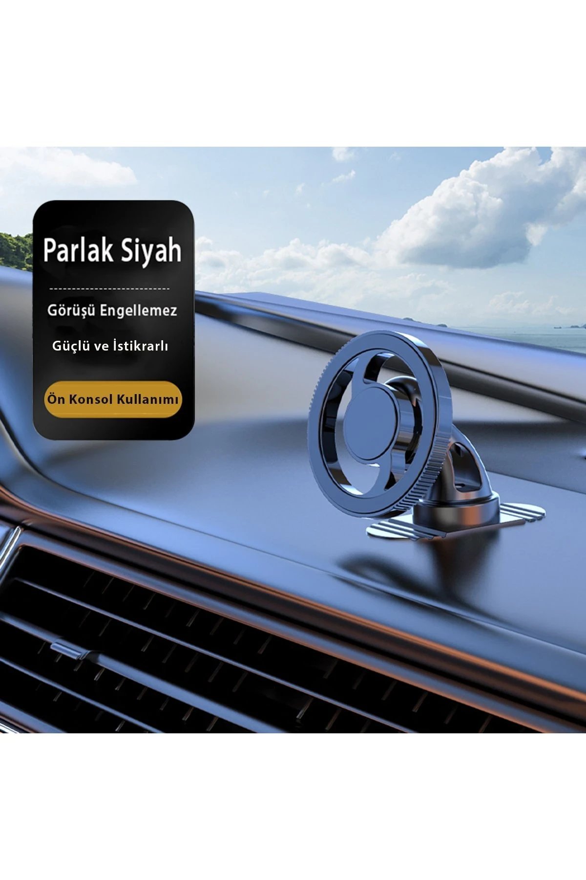 Q38 Ayarlanabilir Yapışkanlı Manyetik Magsafe Araç Tutucu - Siyah-(5796) - Görsel 2