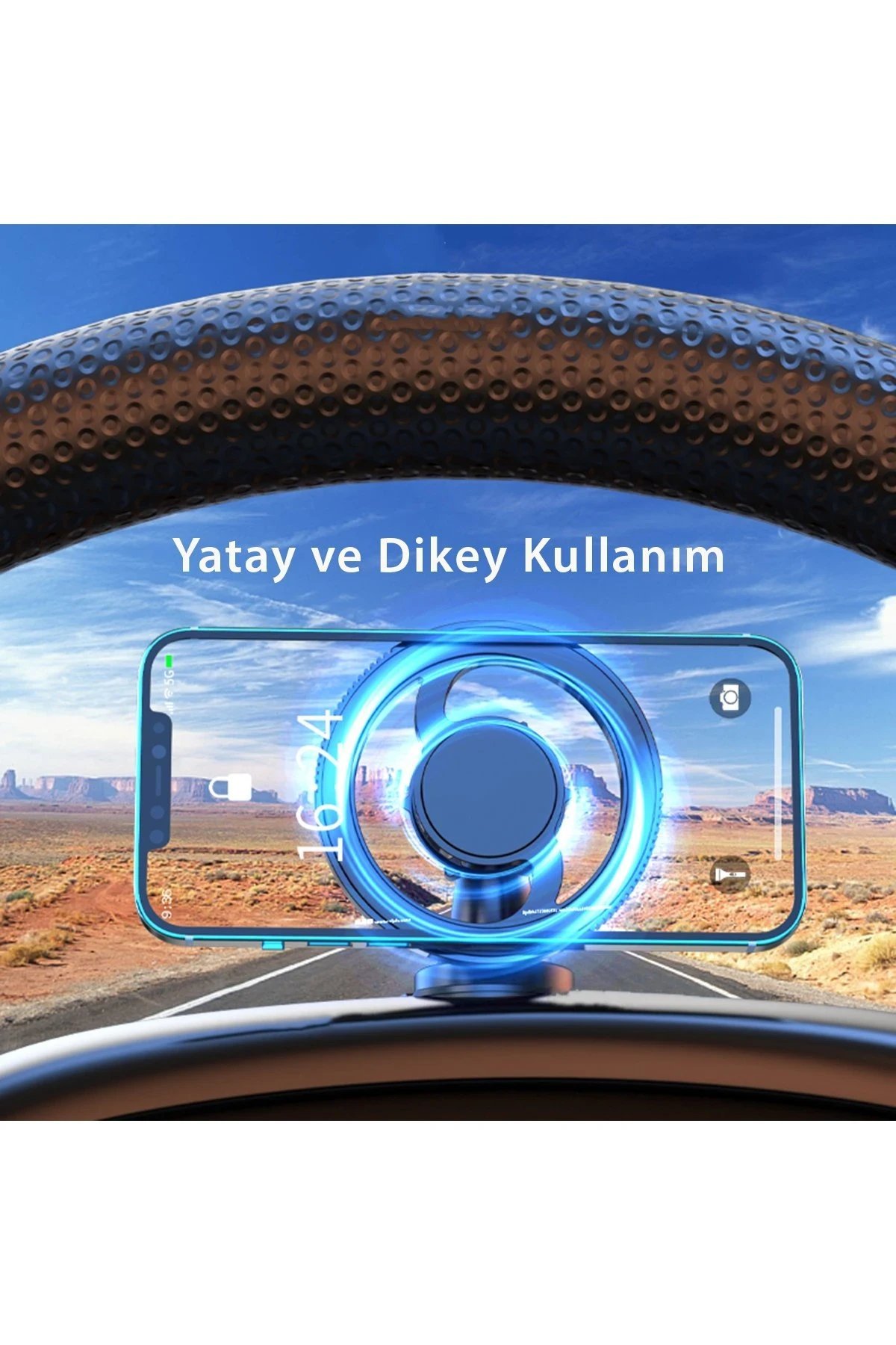 Q38 Ayarlanabilir Yapışkanlı Manyetik Magsafe Araç Tutucu - Siyah-(5796) - Görsel 4