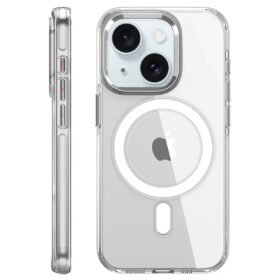 iPhone 15 Pro Kılıf Crystal Magsafe Kapak - Şeffaf-(5796)