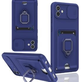 Samsung Galaxy A05 Kılıf Zuma Kartvizitli Yüzüklü Silikon - Lacivert-(5796)