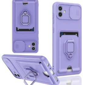 Samsung Galaxy A05 Kılıf Zuma Kartvizitli Yüzüklü Silikon - Lila-(5796)