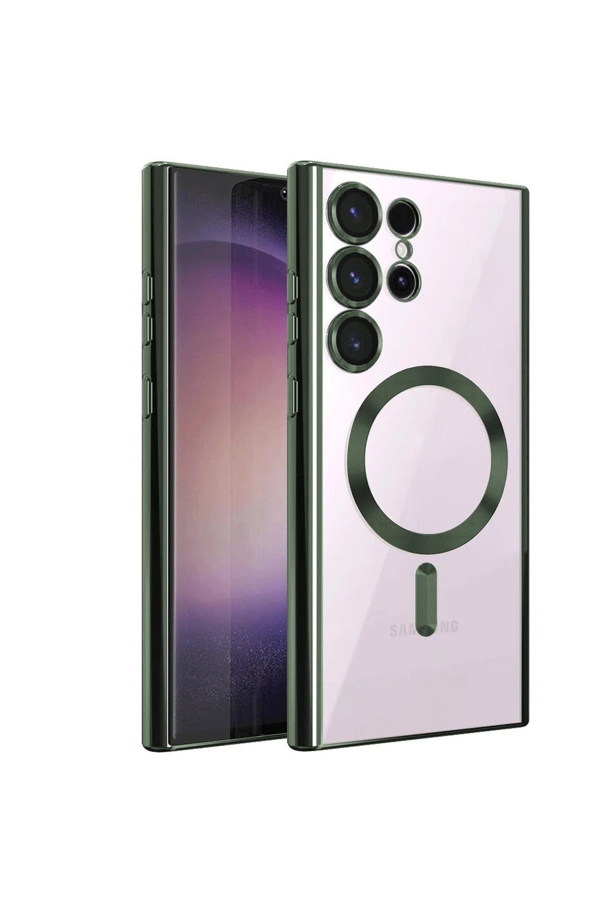 Samsung Galaxy S24 Ultra Kılıf Kross Magneticsafe Kapak - Koyu Yeşil-(5796)