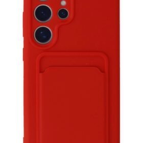 Samsung Galaxy S24 Ultra Kılıf Kelvin Kartvizitli Silikon - Kırmızı-(5796)