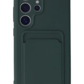 Samsung Galaxy S24 Ultra Kılıf Kelvin Kartvizitli Silikon - Koyu Yeşil-(5796)