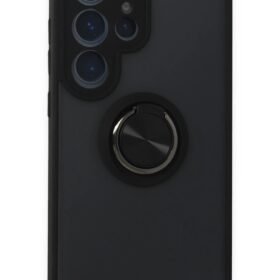 Samsung Galaxy S24 Ultra Kılıf Montreal Yüzüklü Silikon Kapak - Siyah-(5796)