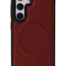 Samsung Galaxy S24 Kılıf Ozzi Magsafe Deri Kapak - Kırmızı-(5796)