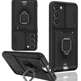 Samsung Galaxy S24 Plus Kılıf Zuma Kartvizitli Yüzüklü Silikon - Siyah-(5796)