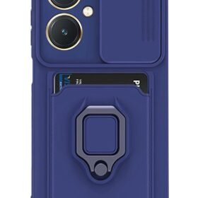 Vivo Y27 Kılıf Zuma Kartvizitli Yüzüklü Silikon - Lacivert-(5796)