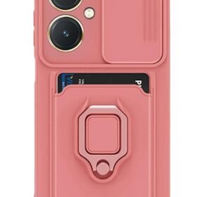 Vivo Y27 Kılıf Zuma Kartvizitli Yüzüklü Silikon - Pembe-(5796)